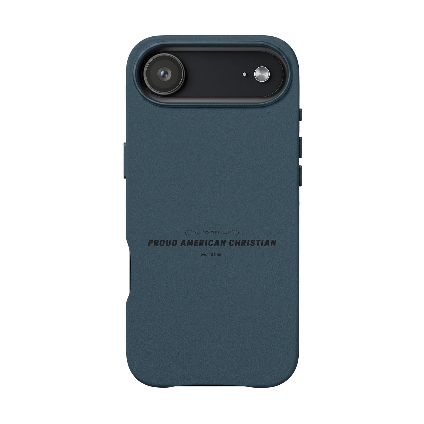 Engraved PU Leather Phone Case — "Proud American Christian" Minimalist Protective Cover