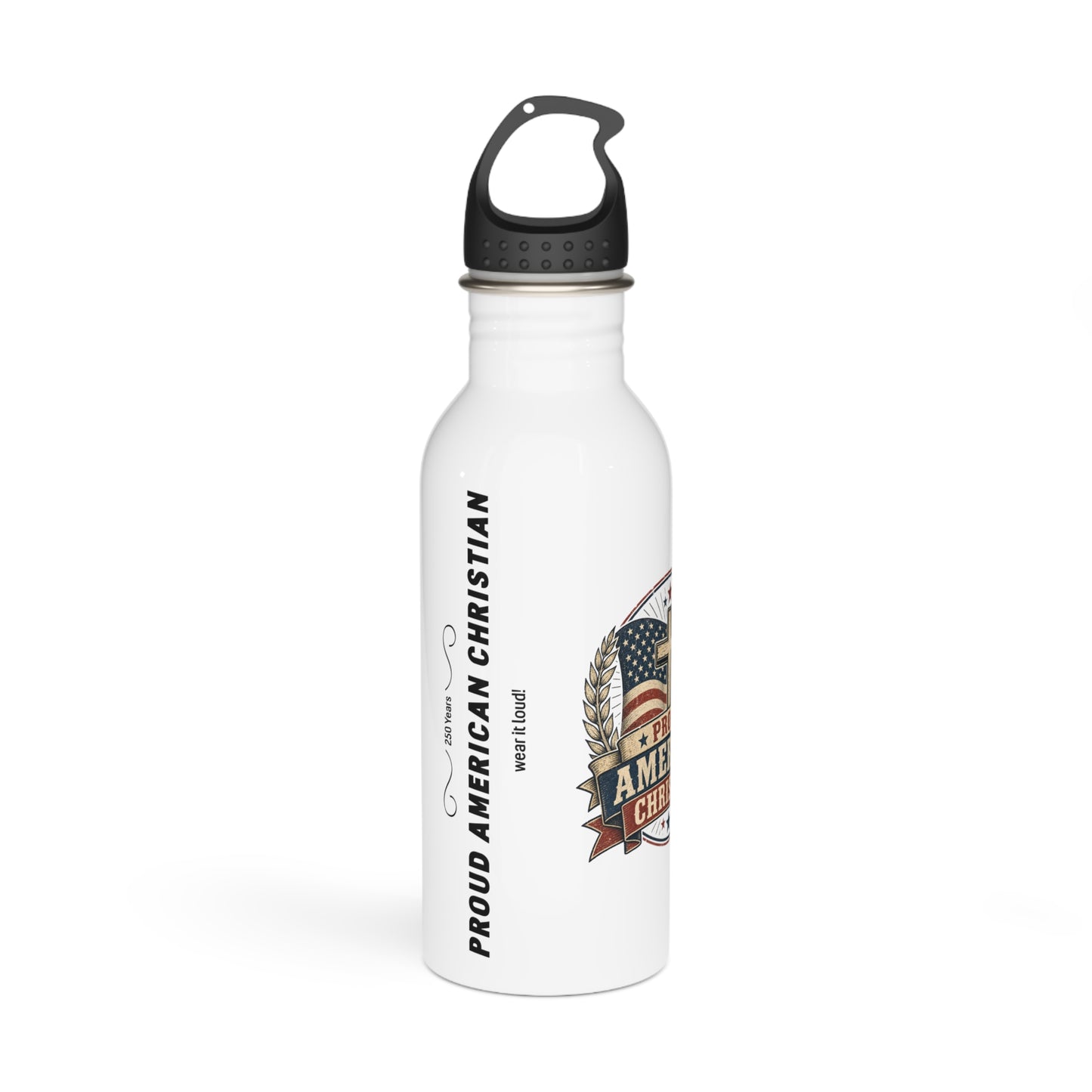 Proud American Christian Stainless Steel Water Bottle | Patriotic Design