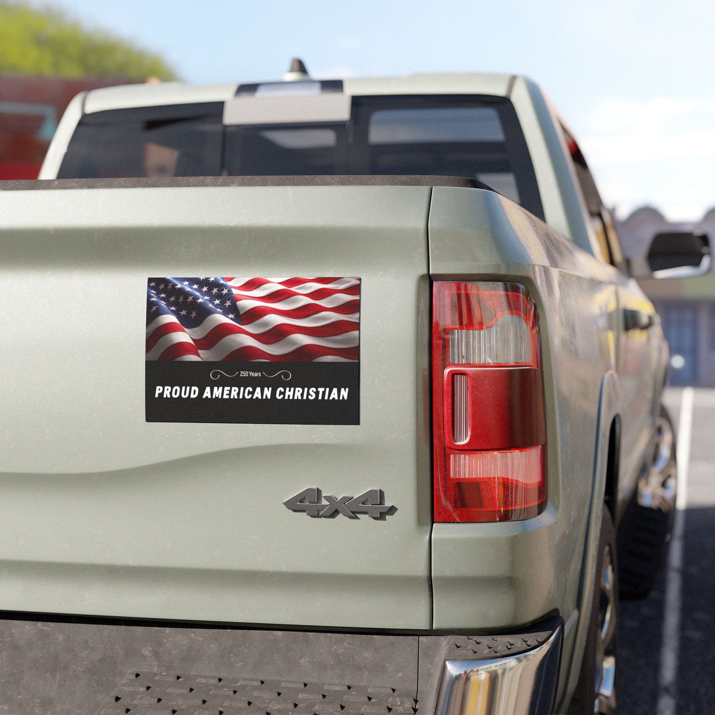 Proud American Christian Car Magnet - USA Flag Bumper Sticker