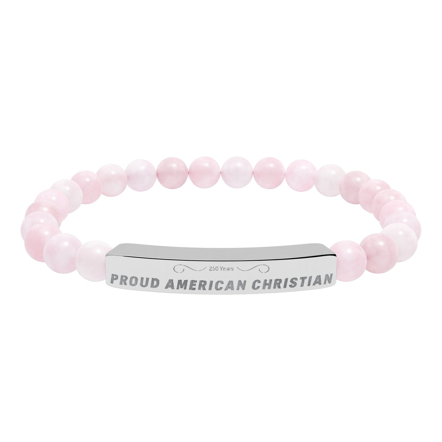Engraved Natural Stone Bead Bracelet — Proud American Christian