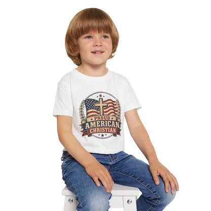 Toddler T-Shirt — Proud American Christian Flag Cross Design