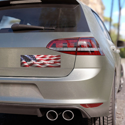 Proud American Christian Car Magnet - USA Flag Bumper Sticker