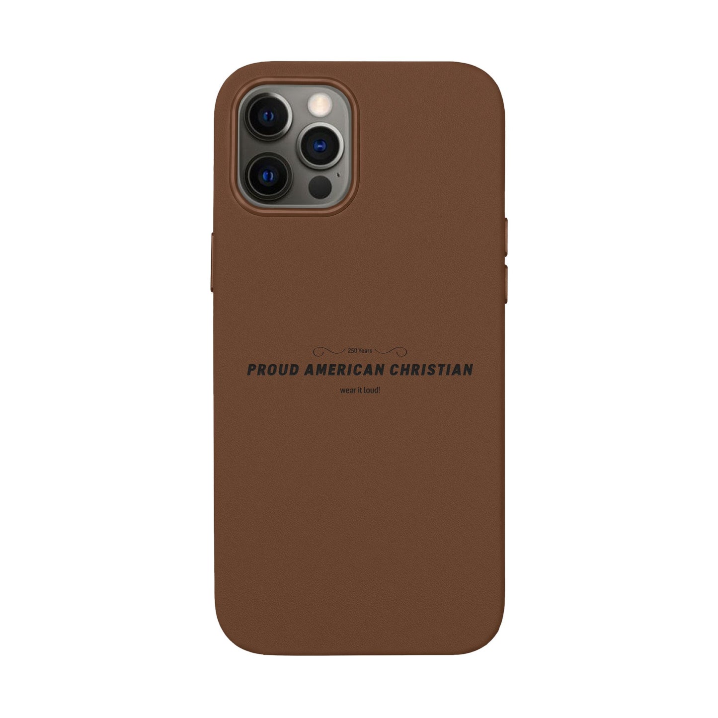 Engraved PU Leather Phone Case — "Proud American Christian" Minimalist Protective Cover