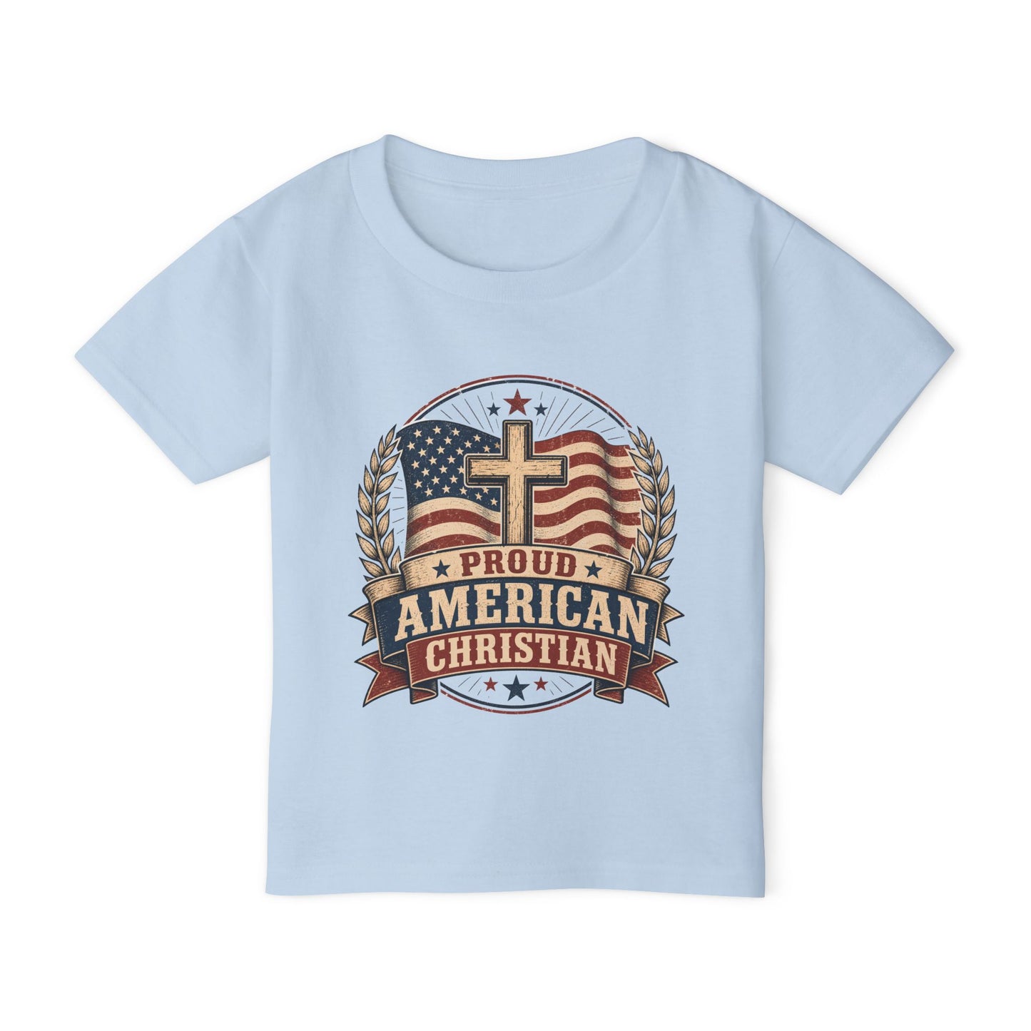 Toddler T-Shirt — Proud American Christian Flag Cross Design