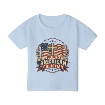 Toddler T-Shirt — Proud American Christian Flag Cross Design