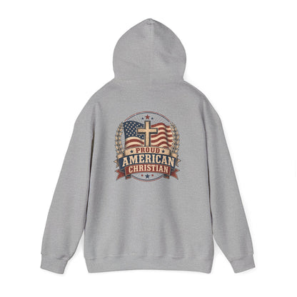 Proud American Christian Hoodie — Flag & Cross Patriotic Pullover