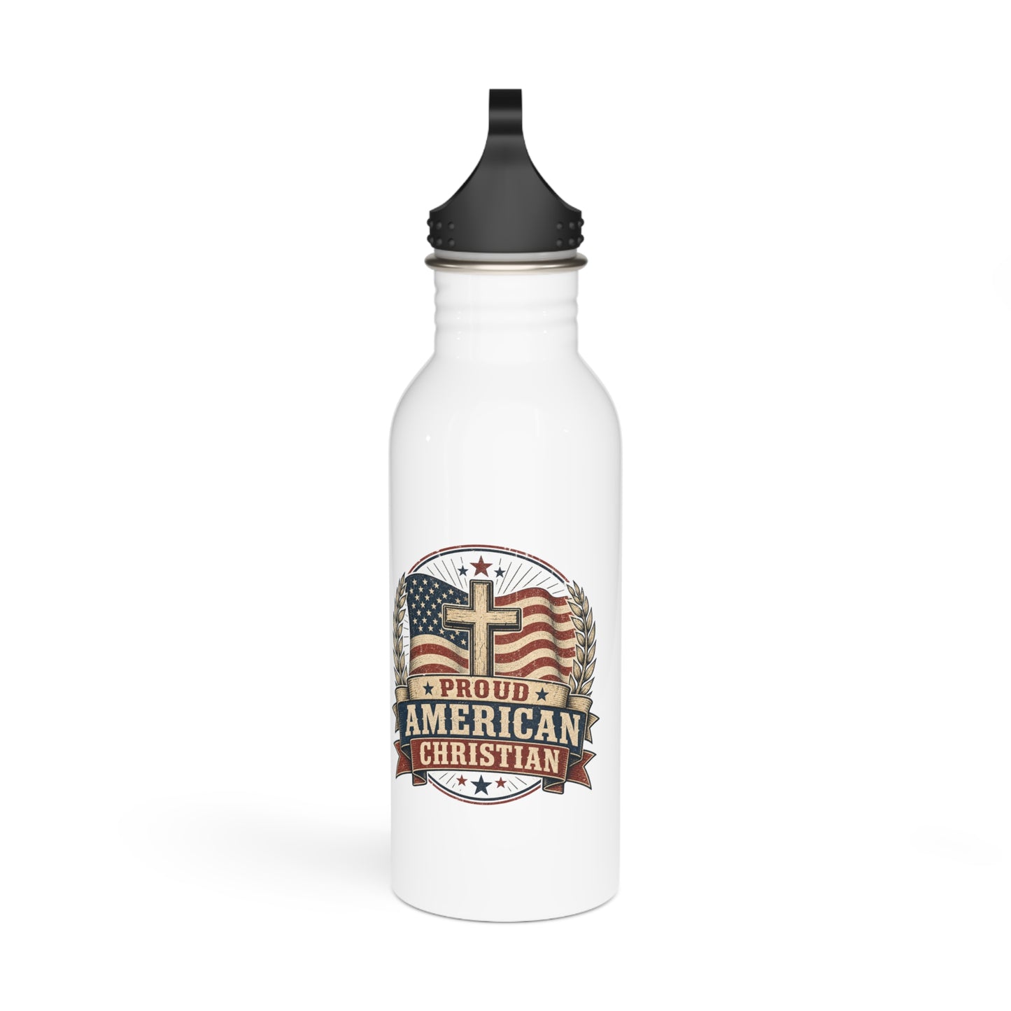 Proud American Christian Stainless Steel Water Bottle | Patriotic Design