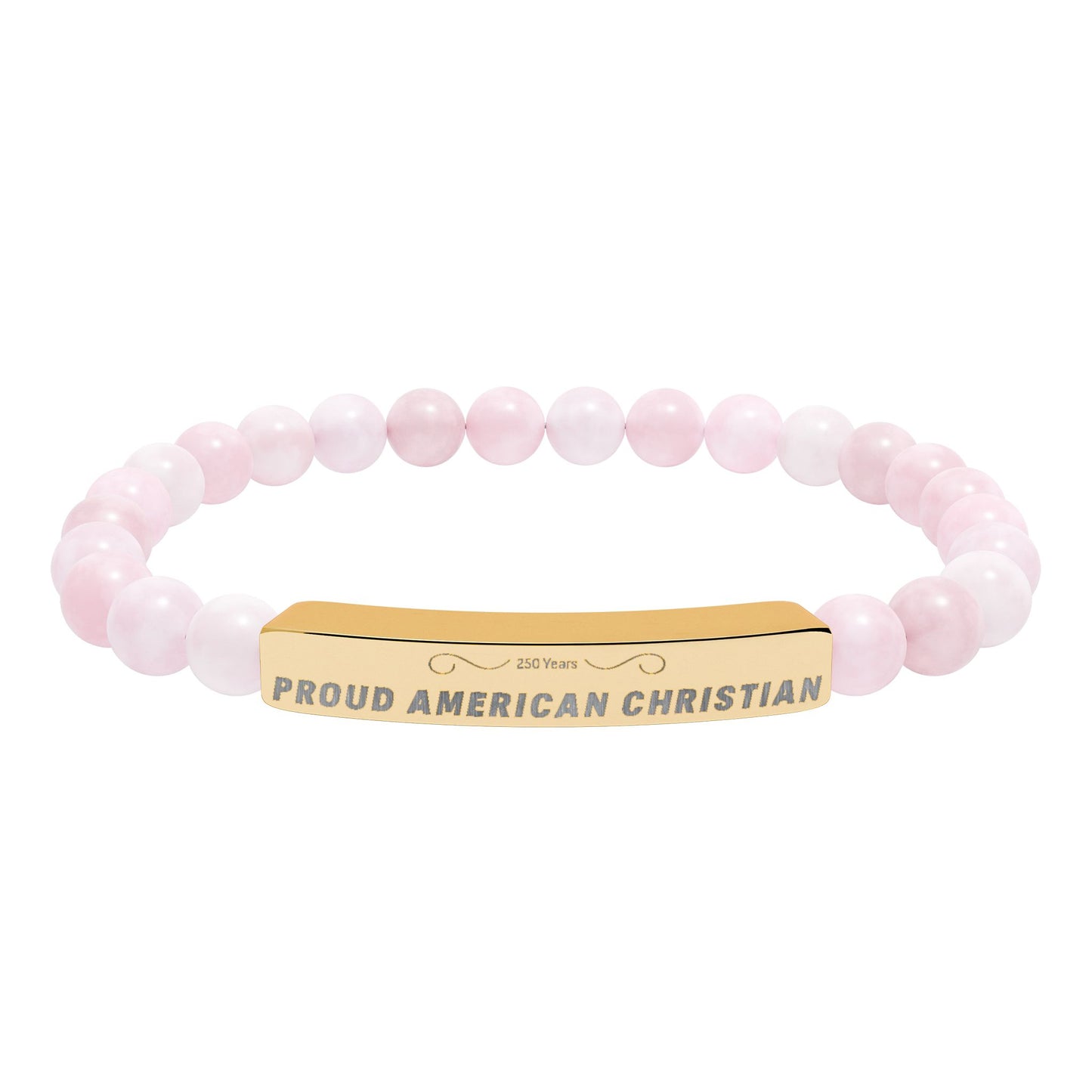 Engraved Natural Stone Bead Bracelet — Proud American Christian