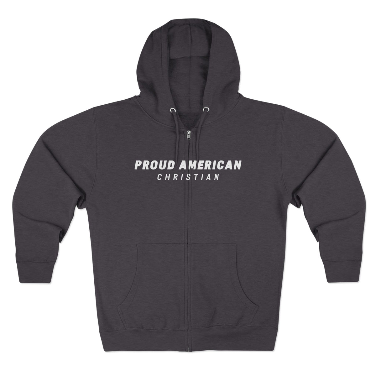 American Christian Zip Hoodie — Distressed Flag Back Print (Adults)