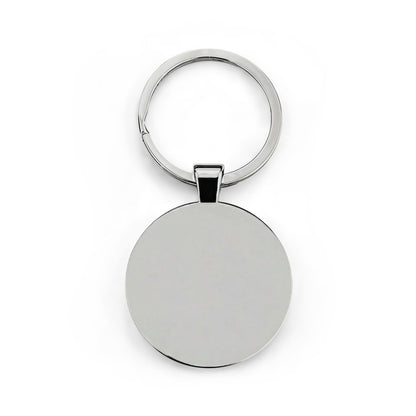Proud American Christian Round Stainless Steel Keychain — Patriotic Cross Flag Design