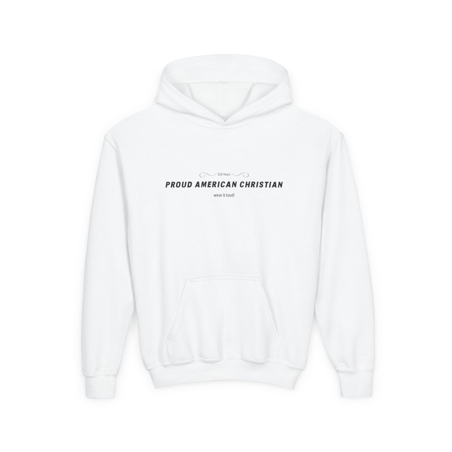 Proud American Christian Hoodie — Youth Patriotic Cross Pullover
