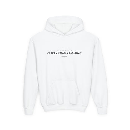 Proud American Christian Hoodie — Youth Patriotic Cross Pullover