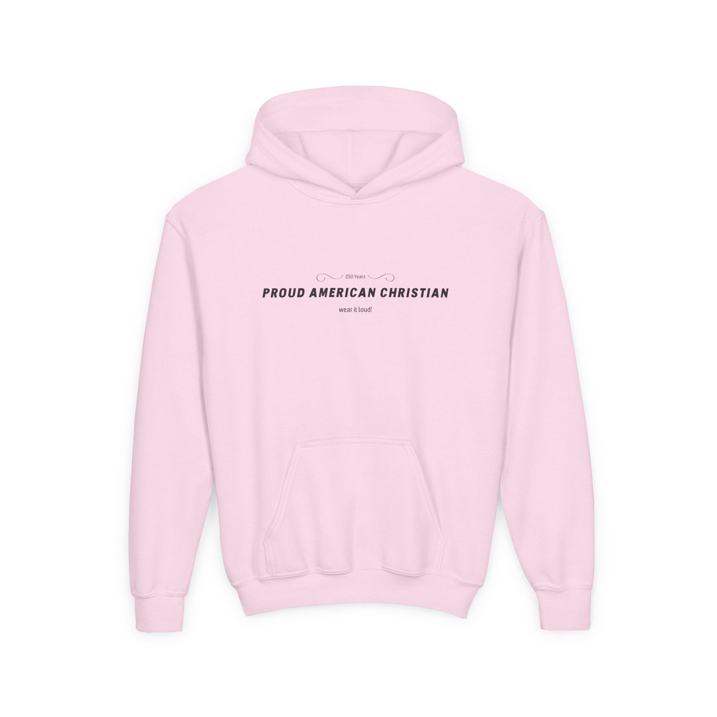 Proud American Christian Hoodie — Youth Patriotic Cross Pullover