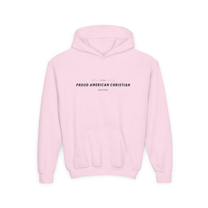 Proud American Christian Hoodie — Youth Patriotic Cross Pullover