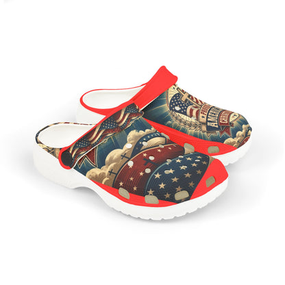 Kids Patriotic American Flag Clogs — "Proud American" EVA Foam Slides