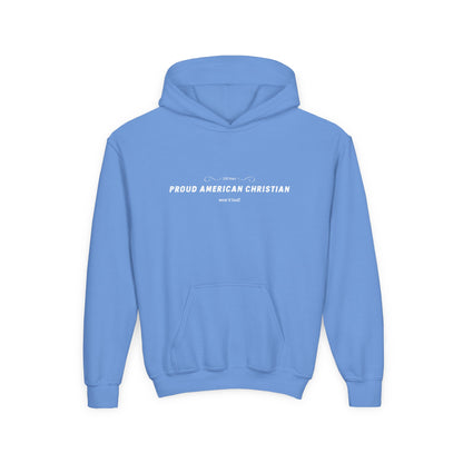 Proud American Christian Hoodie — Youth Patriotic Cross Pullover