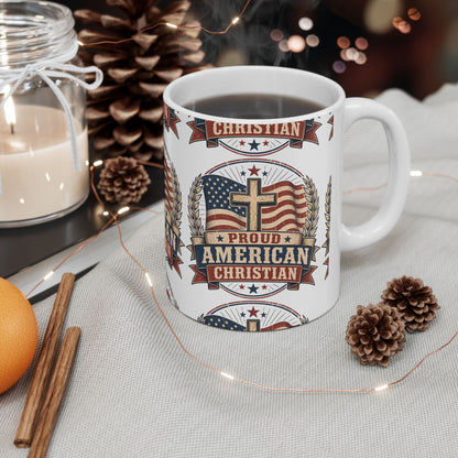 Proudly American Christian Mug — Patriotic Design