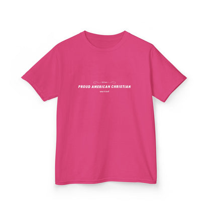 Kids T‑Shirt - "Proud American Christian" Minimalist Faith Tee for Children