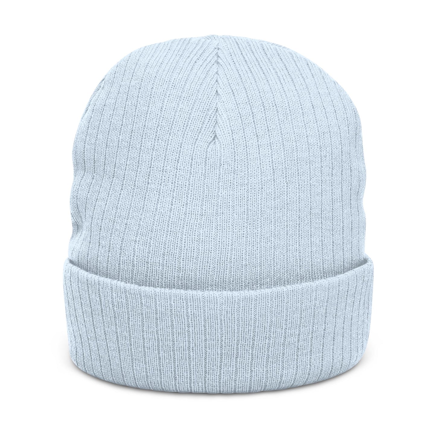 Proud American Christian Ribbed Knit Beanie — Embroidered Cuffed Winter Hat - Light Colors