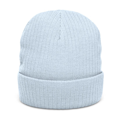 Proud American Christian Ribbed Knit Beanie — Embroidered Cuffed Winter Hat - Light Colors