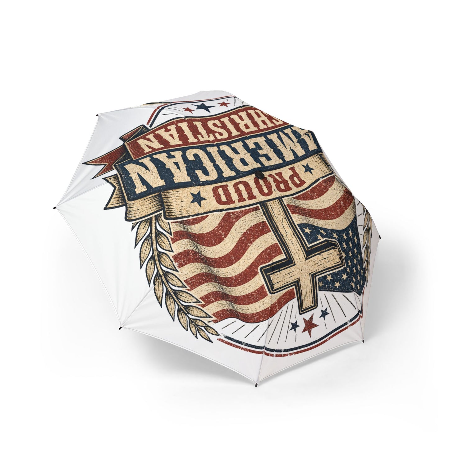 American Christian Flag Umbrella — "Proud American Christian" Semi-Automatic Foldable Umbrella