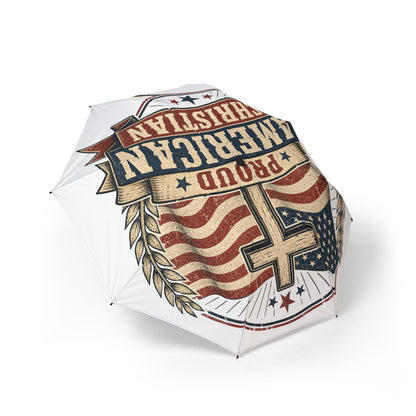 American Christian Flag Umbrella — "Proud American Christian" Semi-Automatic Foldable Umbrella