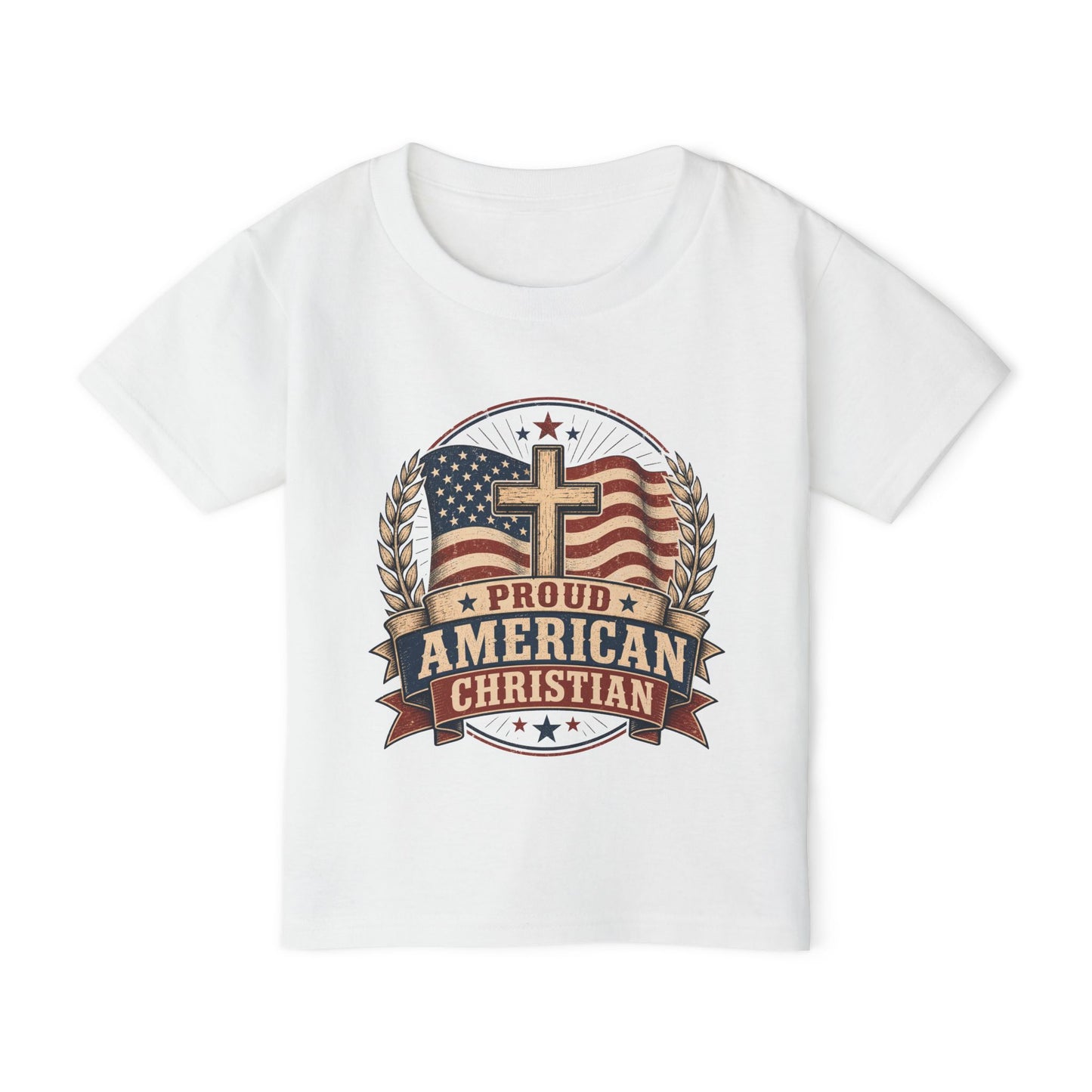 Toddler T-Shirt — Proud American Christian Flag Cross Design