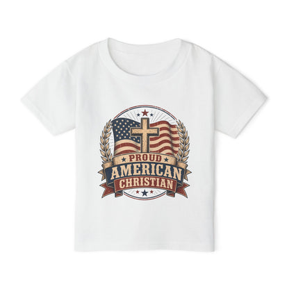 Toddler T-Shirt — Proud American Christian Flag Cross Design