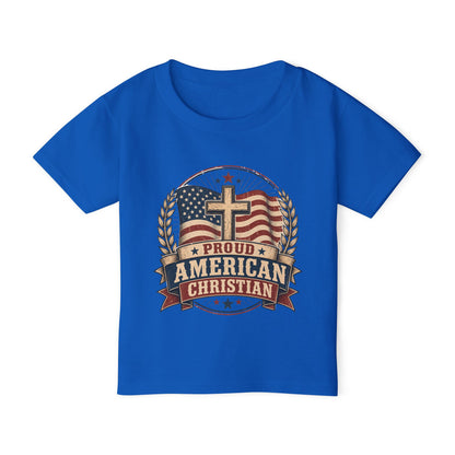 Toddler T-Shirt — Proud American Christian Flag Cross Design