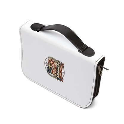 Bible Cover — "Proud American Christian" Zippered Scripture Cover (Patriotic Cross Design)