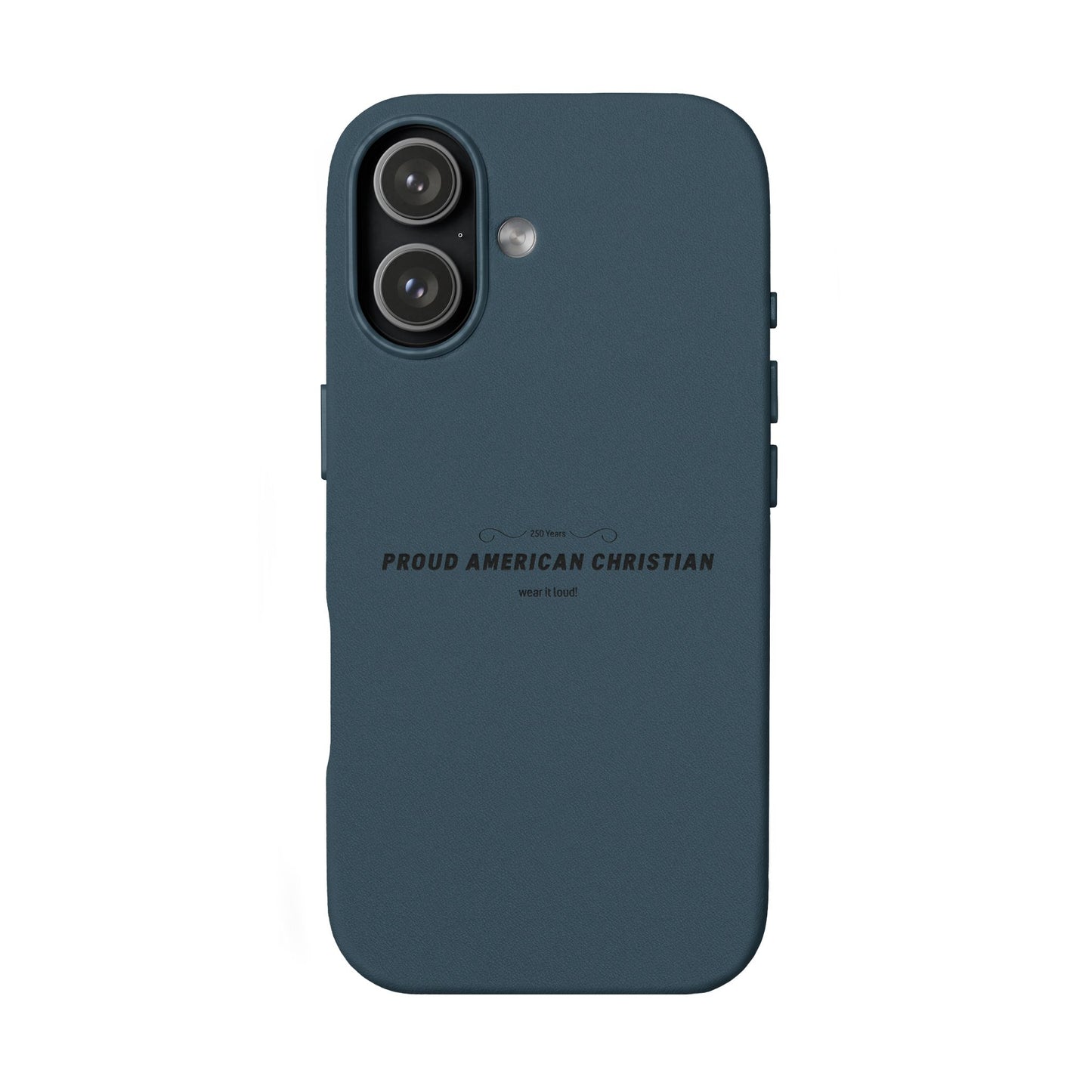 Engraved PU Leather Phone Case — "Proud American Christian" Minimalist Protective Cover