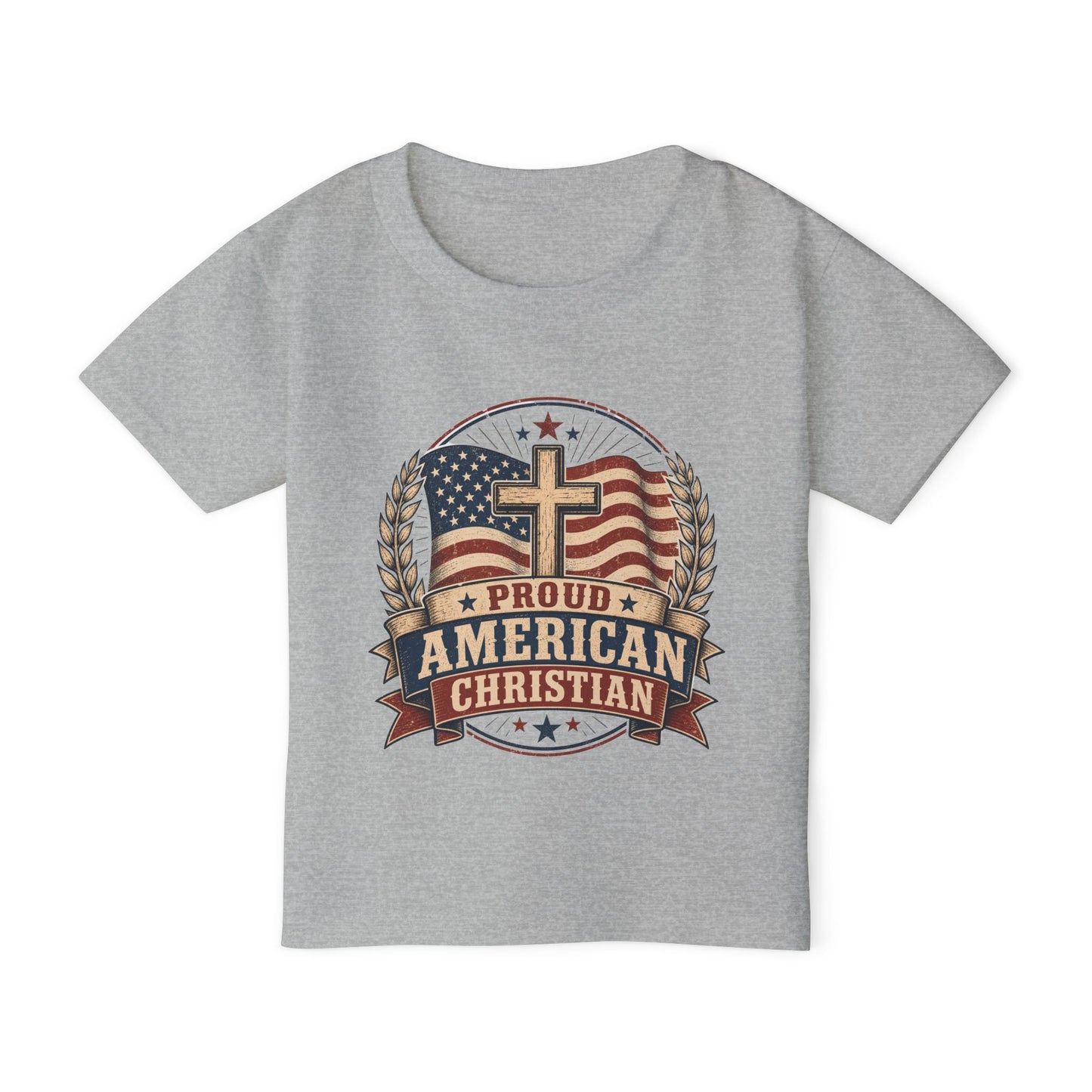 Toddler T-Shirt — Proud American Christian Flag Cross Design