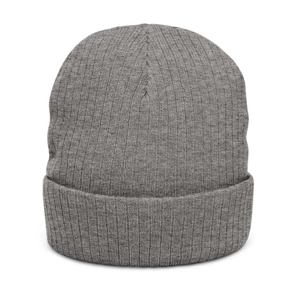 Proud American Christian Ribbed Knit Beanie — Embroidered Cuffed Winter Hat - Light Colors