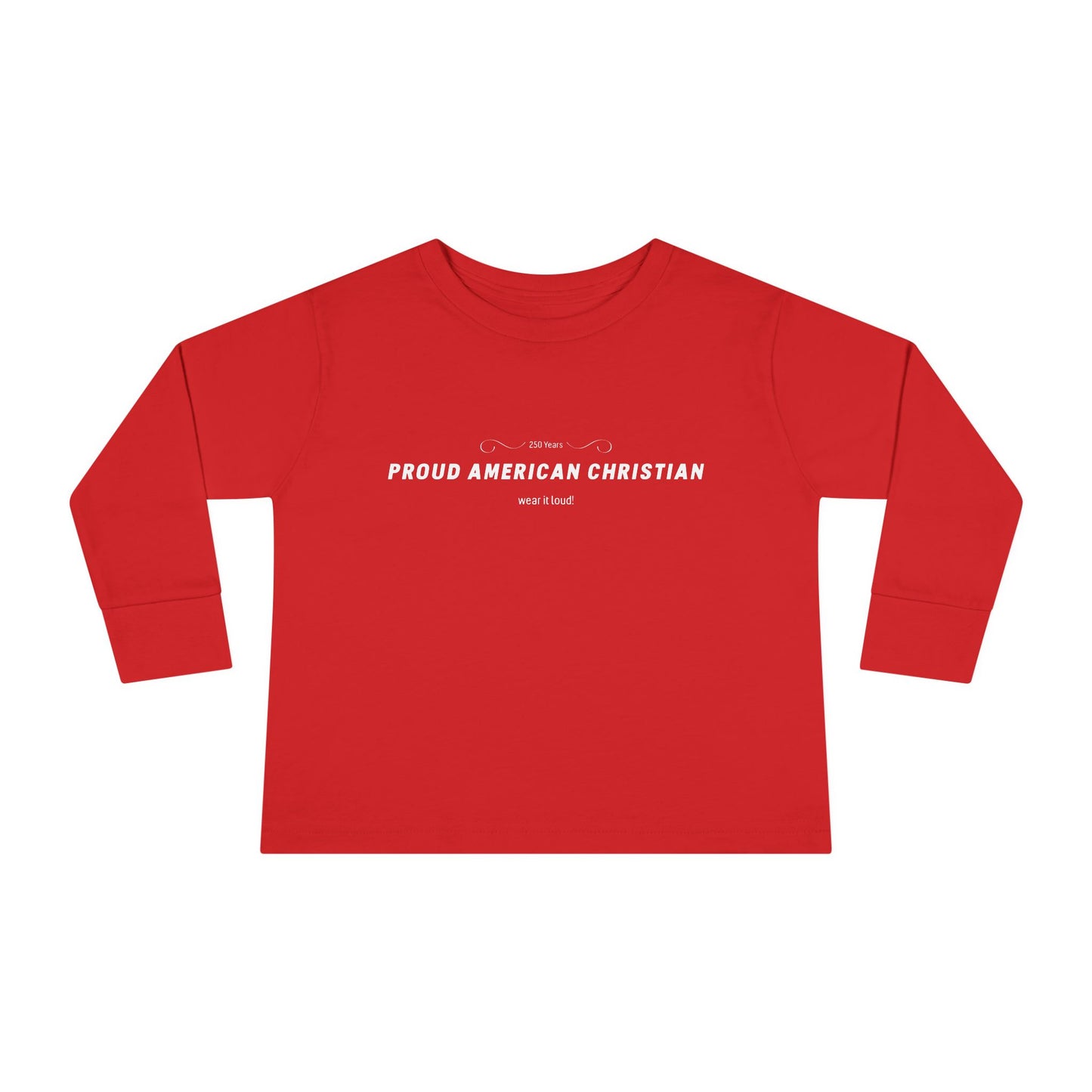 Toddler Long Sleeve Tee — "Proud American Christian" Minimalist Baby Shirt