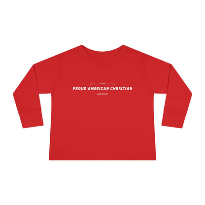 Toddler Long Sleeve Tee — "Proud American Christian" Minimalist Baby Shirt