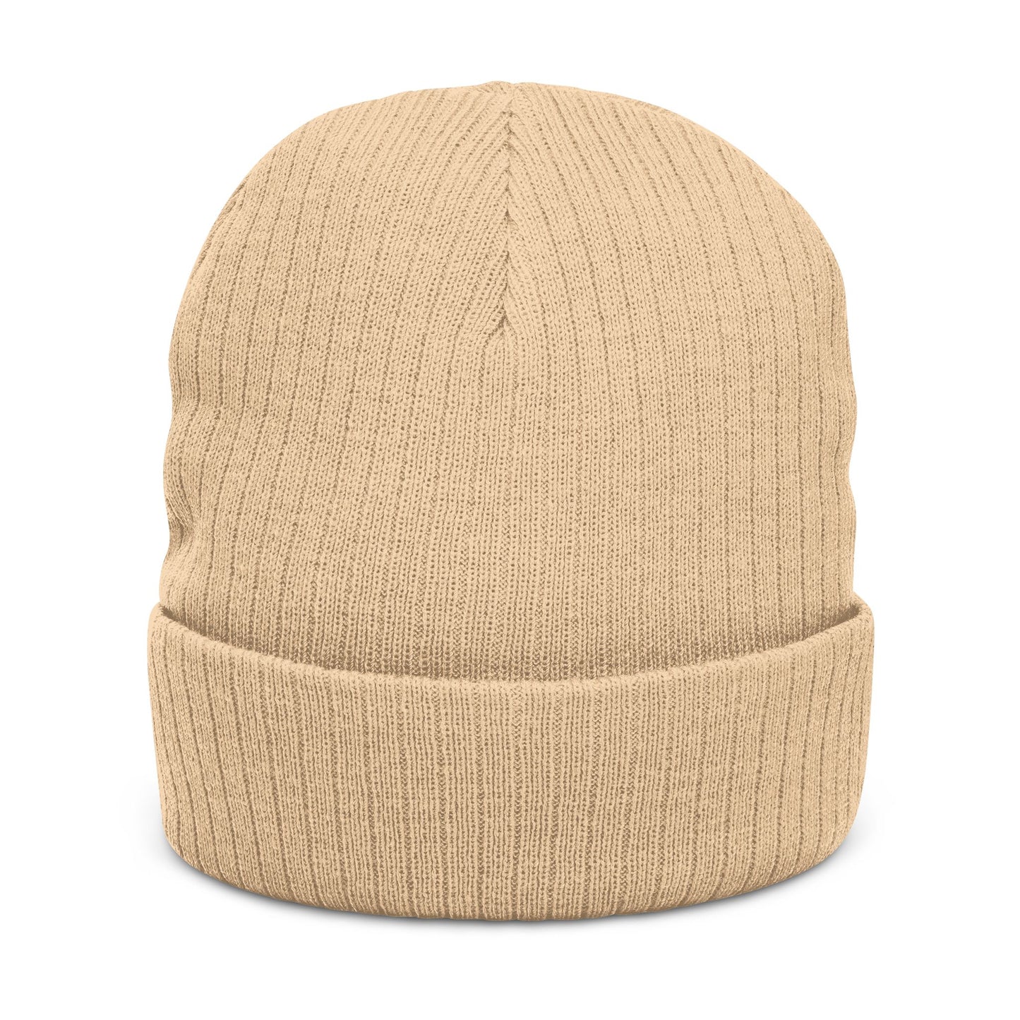 Proud American Christian Ribbed Knit Beanie — Embroidered Cuffed Winter Hat - Light Colors