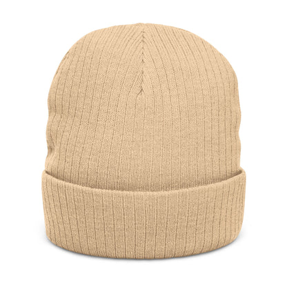 Proud American Christian Ribbed Knit Beanie — Embroidered Cuffed Winter Hat - Light Colors