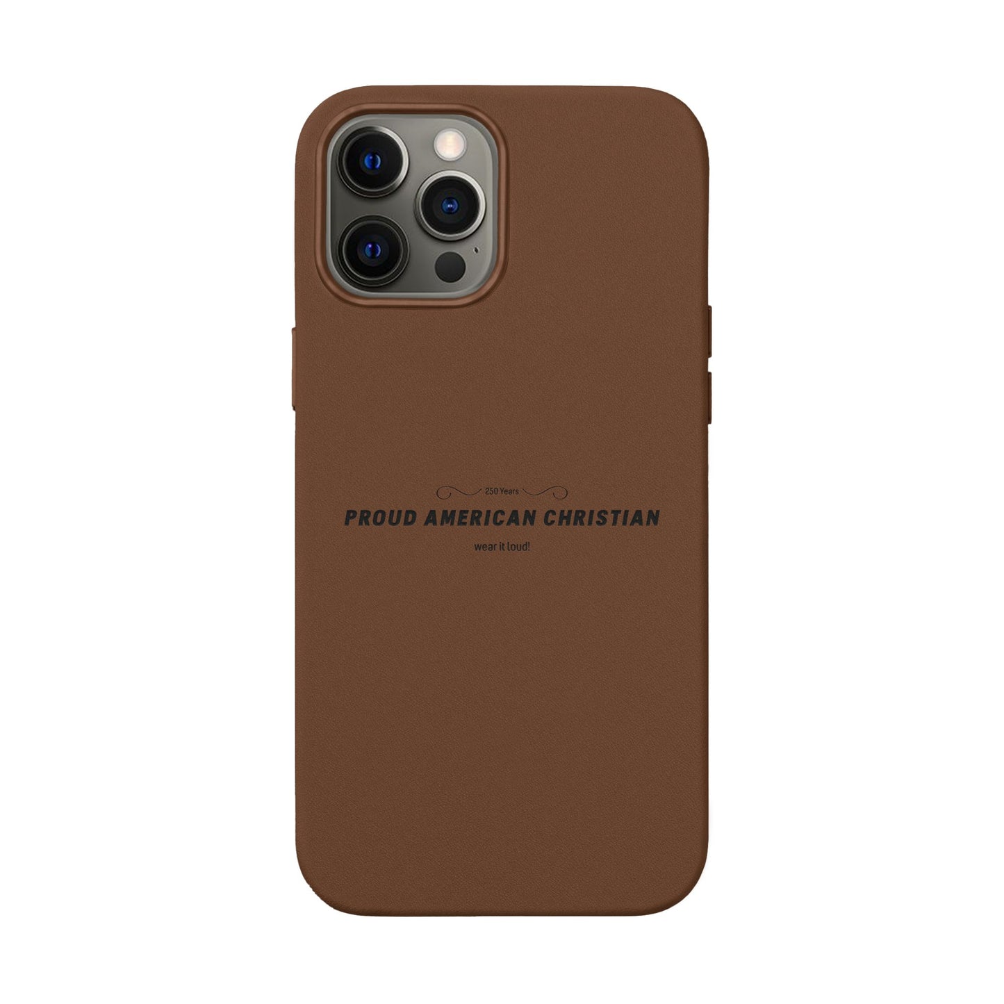 Engraved PU Leather Phone Case — "Proud American Christian" Minimalist Protective Cover