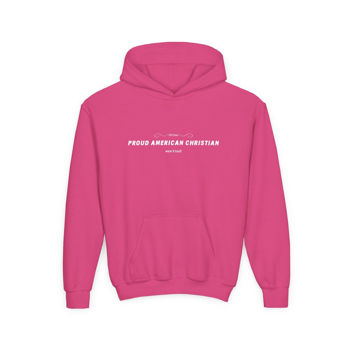 Proud American Christian Hoodie — Youth Patriotic Cross Pullover
