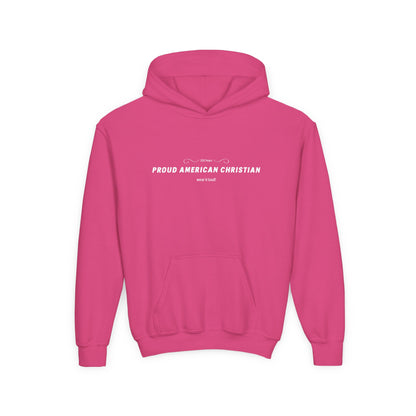 Proud American Christian Hoodie — Youth Patriotic Cross Pullover