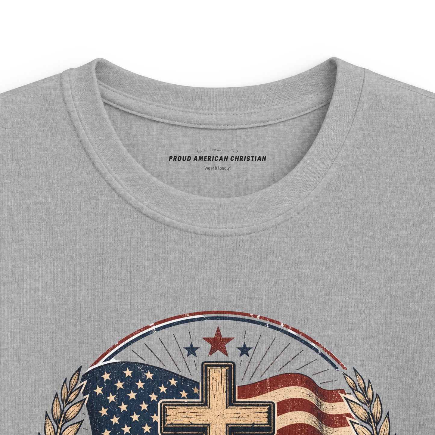 Kids Tee — Proud American Christian Flag Cross Design