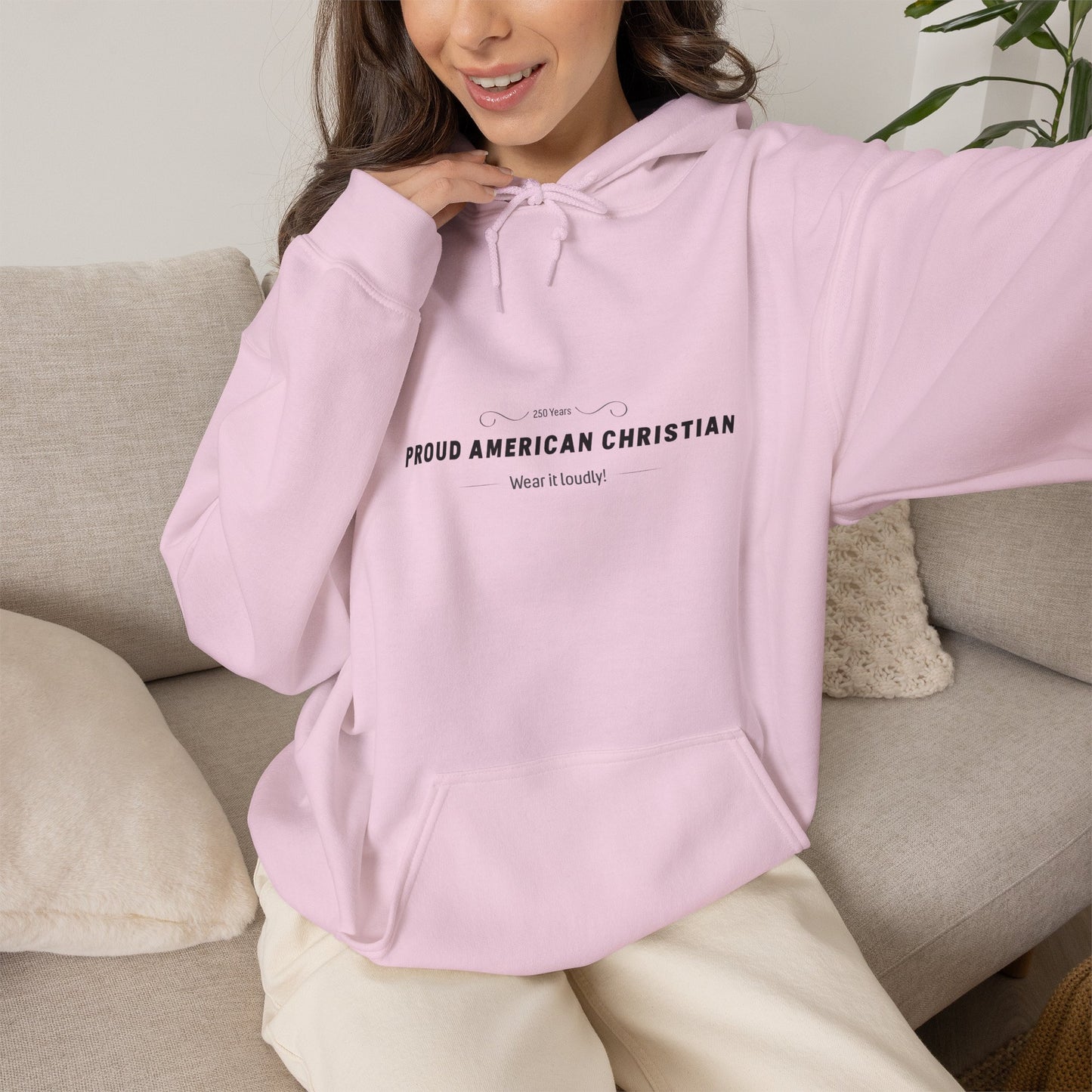 Proud American Christian Hoodie — Flag & Cross Patriotic Pullover