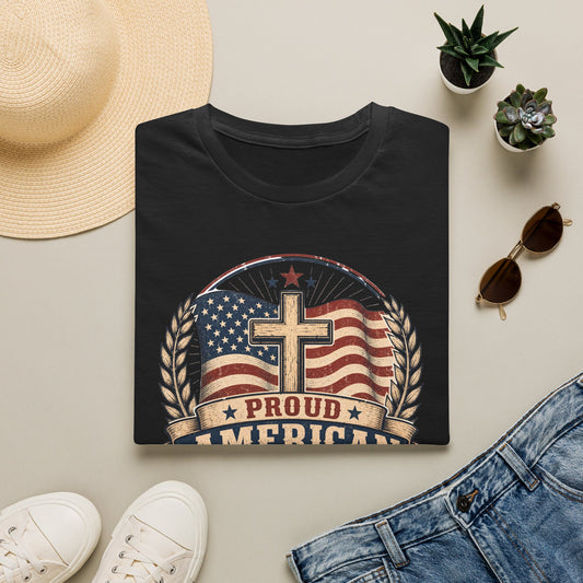 Proudly American Christian T-Shirt | Patriotic Design
