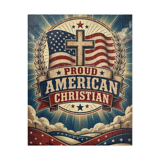 Proud American Christian Puzzle — Patriotic Cross Jigsaw (110/252/520/1014 pcs)