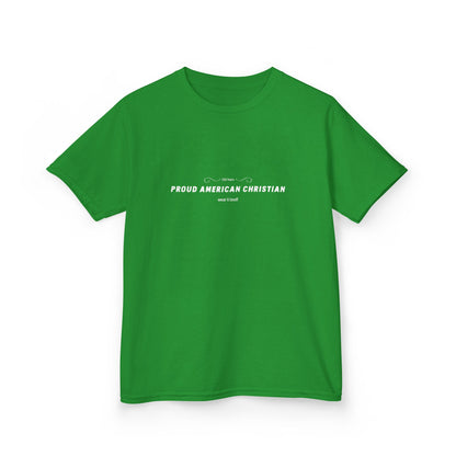 Kids T‑Shirt - "Proud American Christian" Minimalist Faith Tee for Children