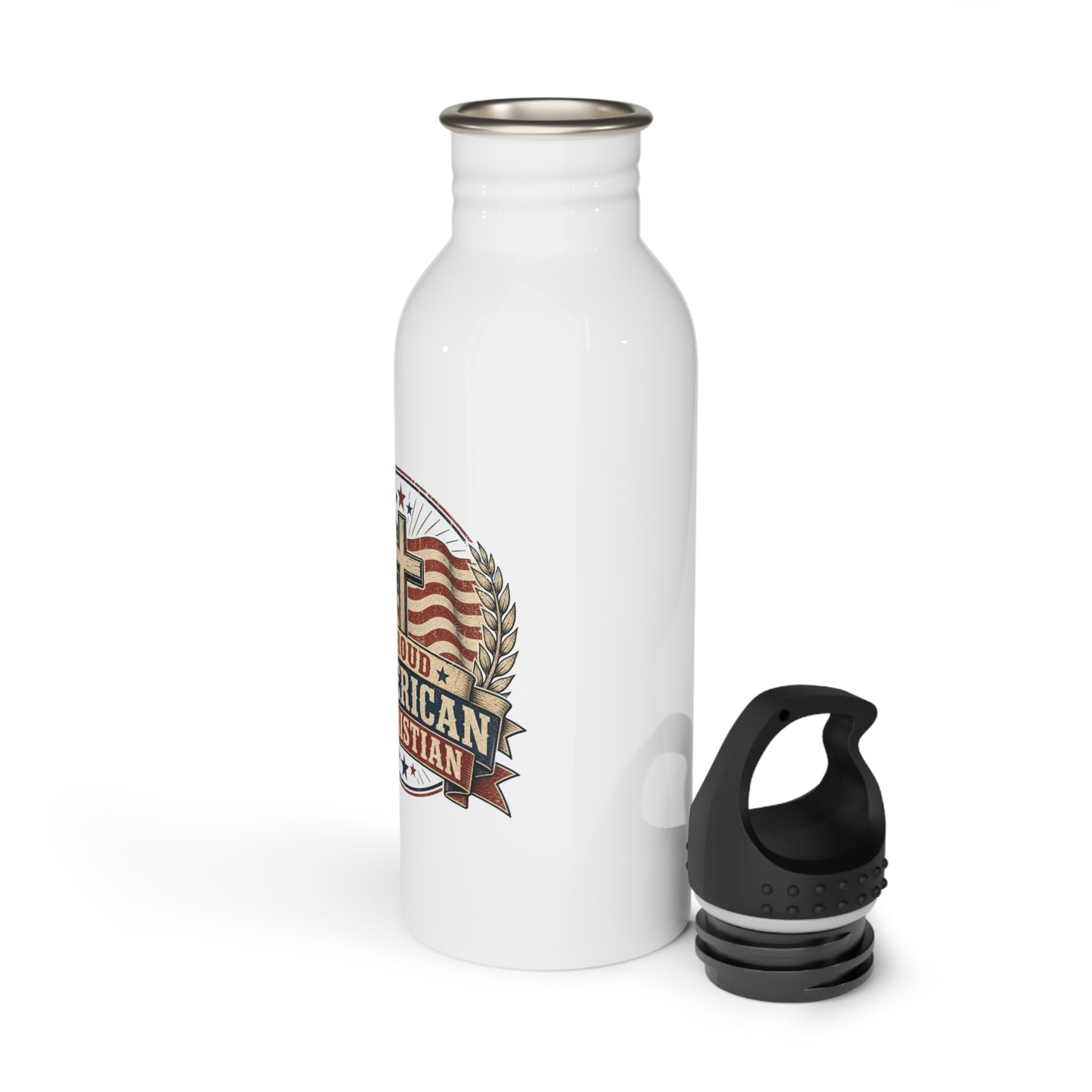 Proud American Christian Stainless Steel Water Bottle | Patriotic Design