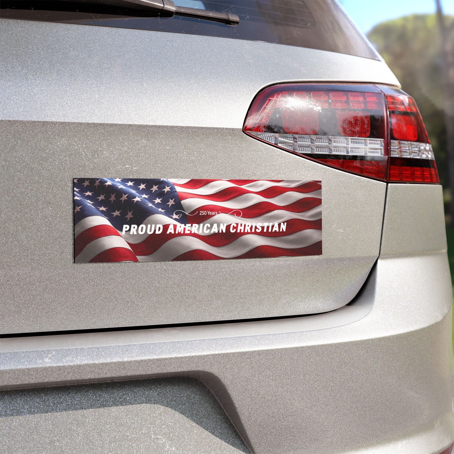 Proud American Christian Car Magnet - USA Flag Bumper Sticker
