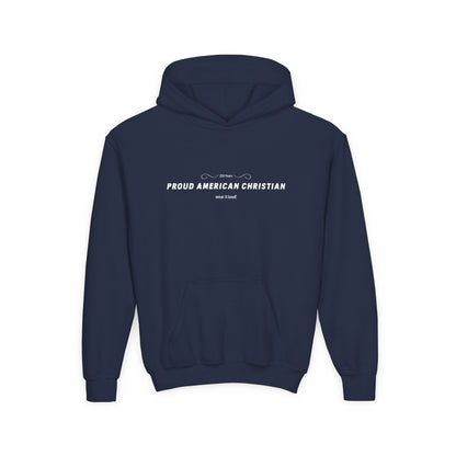 Proud American Christian Hoodie — Youth Patriotic Cross Pullover