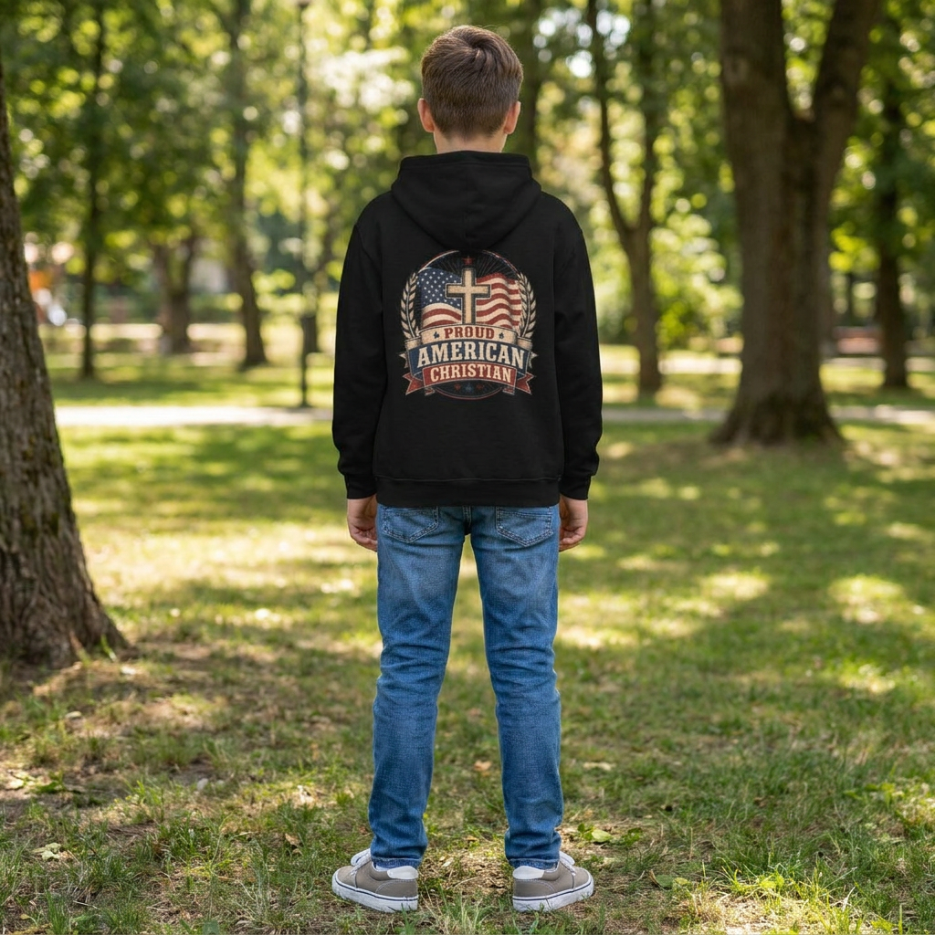 American Christian Hoodie — Youth Patriotic Pullover