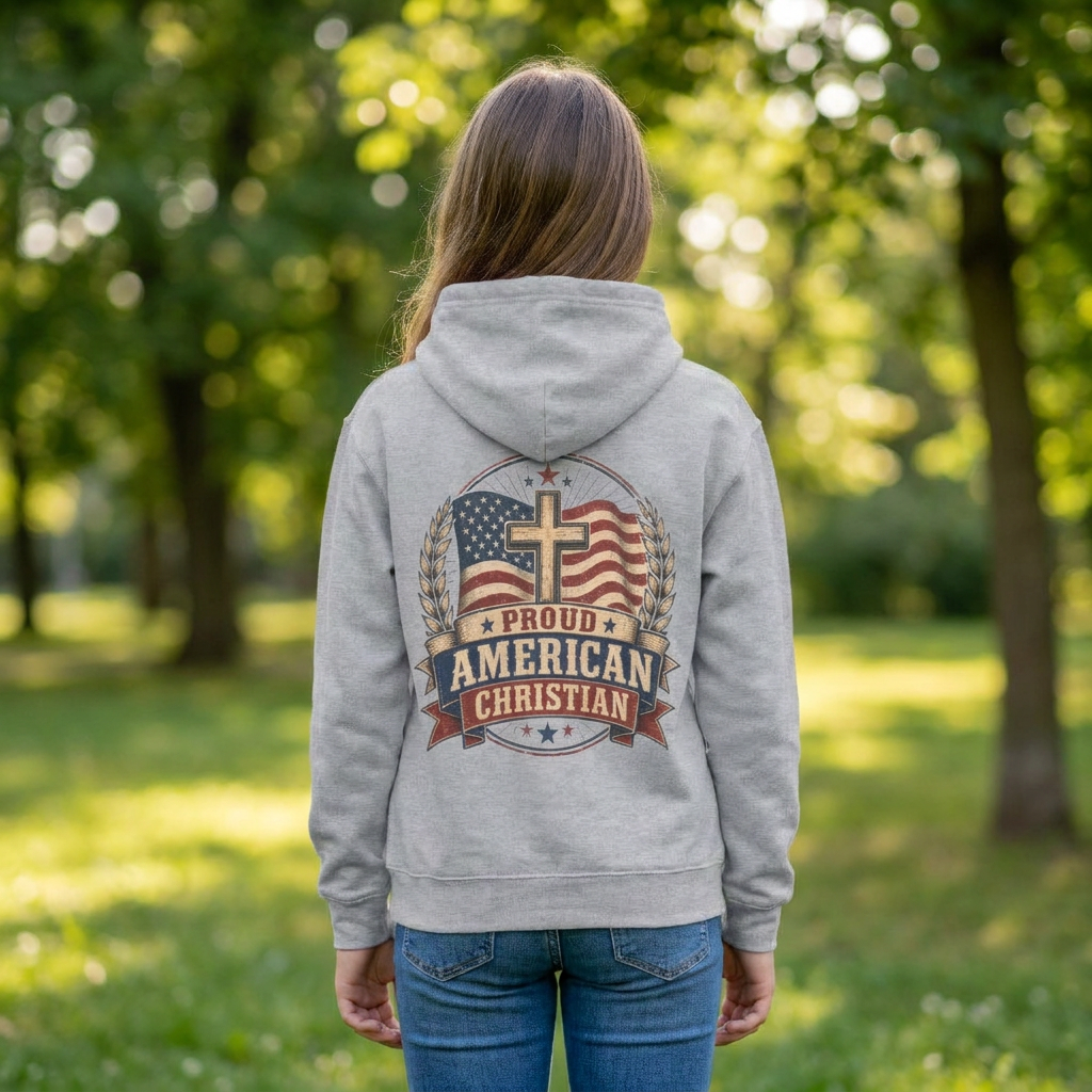 American Christian Hoodie — Youth Patriotic Pullover